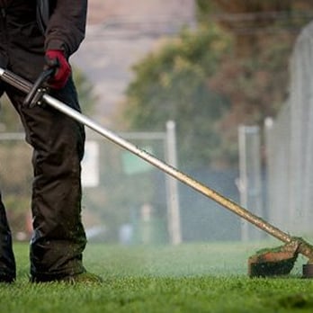 The Grounds Guys - a man mowing the grass - Landscaping Near Me