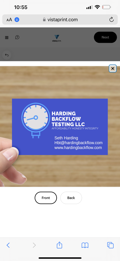 Slide of Harding Backflow Testing
