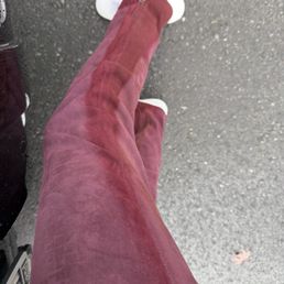 Splotchy, color and texture change. Completely ruined my suede pants. Splotchy, color and texture change. Completely ruined my suede pants.