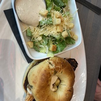 Red Seven Bar & Grill - Grilled chicken with avocado sandwhich (subbed cheddar jalapeño bun for pretzel bun) with side Caesar salad - Bars Near Me - Lafayette, Indiana Red Seven Bar & Grill - Grilled chicken with avocado sandwhich (subbed cheddar jalapeño bun for pretzel bun) with side Caesar salad - Bars Near Me - Lafayette, Indiana