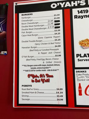 Menu photo 2 O’Yah’s Rayne, LA