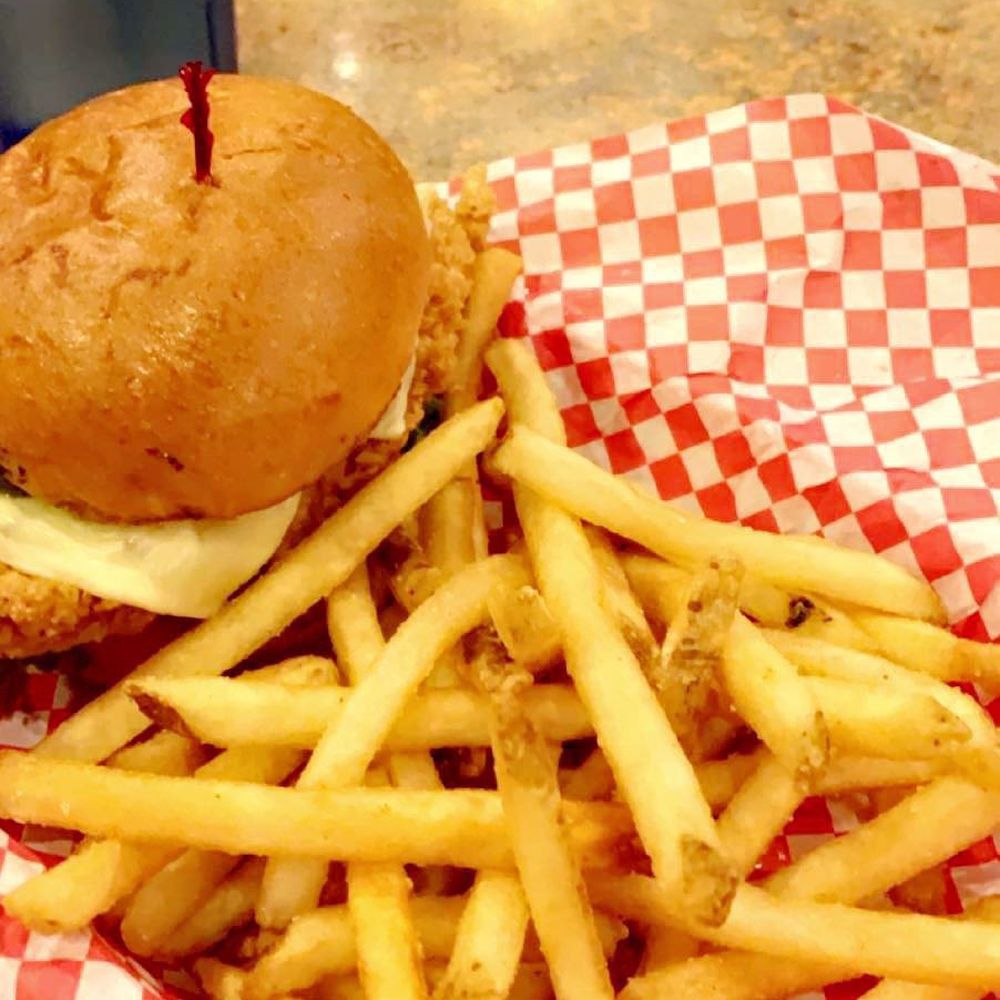 Feathers Cafe - Fried chicken sandwich with fries - Cafes Near Me - Laughlin, Nevada Feathers Cafe - Fried chicken sandwich with fries - Cafes Near Me - Laughlin, Nevada