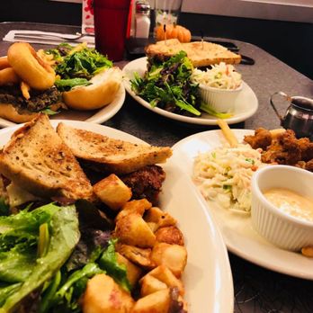 Veggie Galaxy - The bean patty burger, the rueben and the club with fried cauliflower - Breakfast & Brunch Near Me - Cambridge, Massachusetts