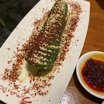 Hajime - Goma Kyuri: Cucumbers seasonsed with sesame seeds, chili oil, and cayenne - Ramen Near Me - Atlanta, Georgia Hajime - Goma Kyuri: Cucumbers seasonsed with sesame seeds, chili oil, and cayenne - Ramen Near Me - Atlanta, Georgia