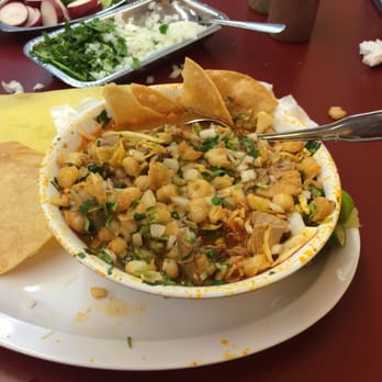 La Estrella Restaurant - Pozole, lime, cilantro, onions, heaven. - Mexican Near Me - Los Angeles, California