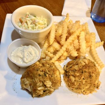Pratt Street Ale House - Crab Cake Dinner with two perfect mounds. I got fries and slaw instead of mashed and veggies - Pubs Near Me - Baltimore, Maryland Pratt Street Ale House - Crab Cake Dinner with two perfect mounds. I got fries and slaw instead of mashed and veggies - Pubs Near Me - Baltimore, Maryland