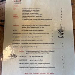 Sam Zaar Thai & Boba - Menu p1