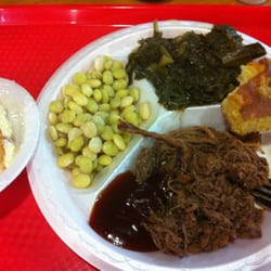Carroll's Sausage & Meats - Delicious food at a great price! Beef roast braised in wine, collard greens, butter peas, and cornbread.