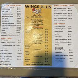 Wings Plus - Menu front