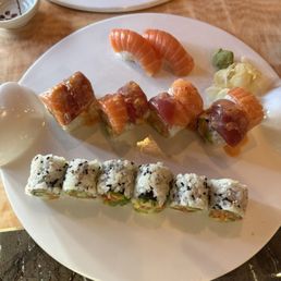 Salmon sushi, Alaskan roll, special Toro roll Salmon sushi, Alaskan roll, special Toro roll