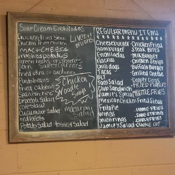 Jamie's Cafe - Chalkboard menu. - Burgers Near Me - Flatonia, Texas