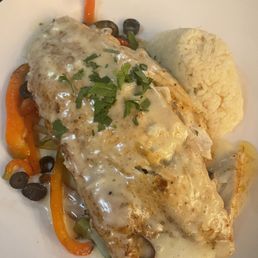 Sea bass was very good and a nice portion however presentation could have been more updated Sea bass was very good and a nice portion however presentation could have been more updated