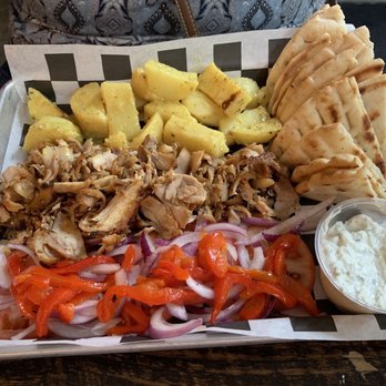 Yeeroh - Chicken Gyros platter with Salonica potatoes. - Greek Near Me - Philadelphia, Pennsylvania Yeeroh - Chicken Gyros platter with Salonica potatoes. - Greek Near Me - Philadelphia, Pennsylvania