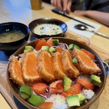 Tendon Kohaku - Seared Salmon Katsu Set - Japanese Near Me - Seattle, Washington Tendon Kohaku - Seared Salmon Katsu Set - Japanese Near Me - Seattle, Washington