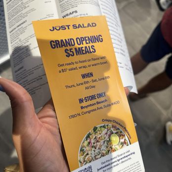 Just Salad - The menu - Grand Opening - Salad Near Me - Boynton Beach, Florida