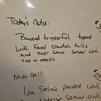 The Boathouse Landing - Board showing specials. - Seafood Near Me - Valparaiso, Florida