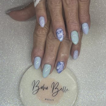 Boho Belle Nails - Easter vibes fiber gel overlay on natural nail with marble nails and abstract art - Nail Technicians Near Me - Ocoee, Florida Boho Belle Nails - Easter vibes fiber gel overlay on natural nail with marble nails and abstract art - Nail Technicians Near Me - Ocoee, Florida