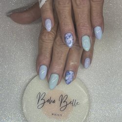Boho Belle Nails - Easter vibes fiber gel overlay on natural nail with marble nails and abstract art
