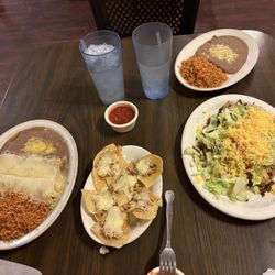 El Charro Restaurant - Chicken enchiladas, chicken nachos and Soft Beef Taco dinner