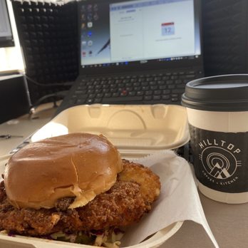 Hilltop Coffee + Kitchen - Crispy Chicken Sandwich and Lavender Latte - Coffee & Tea Near Me - Los Angeles, California Hilltop Coffee + Kitchen - Crispy Chicken Sandwich and Lavender Latte - Coffee & Tea Near Me - Los Angeles, California