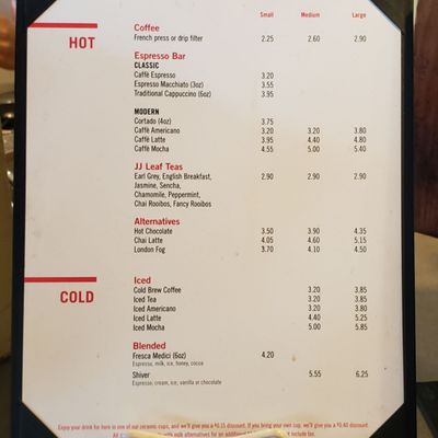 Menu photo 2 JJ Bean Coffee Roasters Vancouver, BC