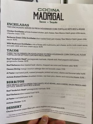 Menu photo 1 Cocina Madrigal Phoenix, AZ