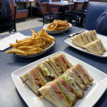 5 Star Restaurant - Two veggie clubs with fries and onion rings. - Breakfast & Brunch Near Me - Eastpointe, Michigan