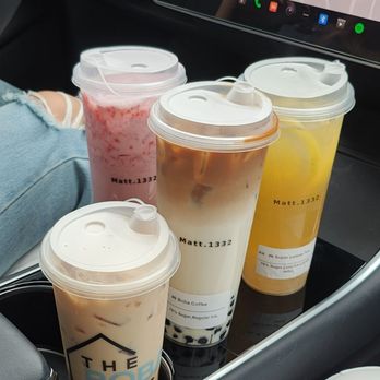 Floe - Four drinks: coffee boba, brown sugar boba milk tea, strawberry milk, super lemon tea - Shaved Ice Near Me - Fullerton, California Floe - Four drinks: coffee boba, brown sugar boba milk tea, strawberry milk, super lemon tea - Shaved Ice Near Me - Fullerton, California