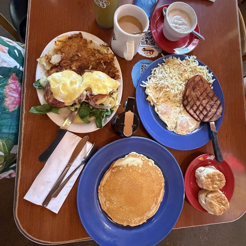 One Pancake, the Yum Yum Benedict, Mr. Sam's Big Breakfast One Pancake, the Yum Yum Benedict, Mr. Sam's Big Breakfast