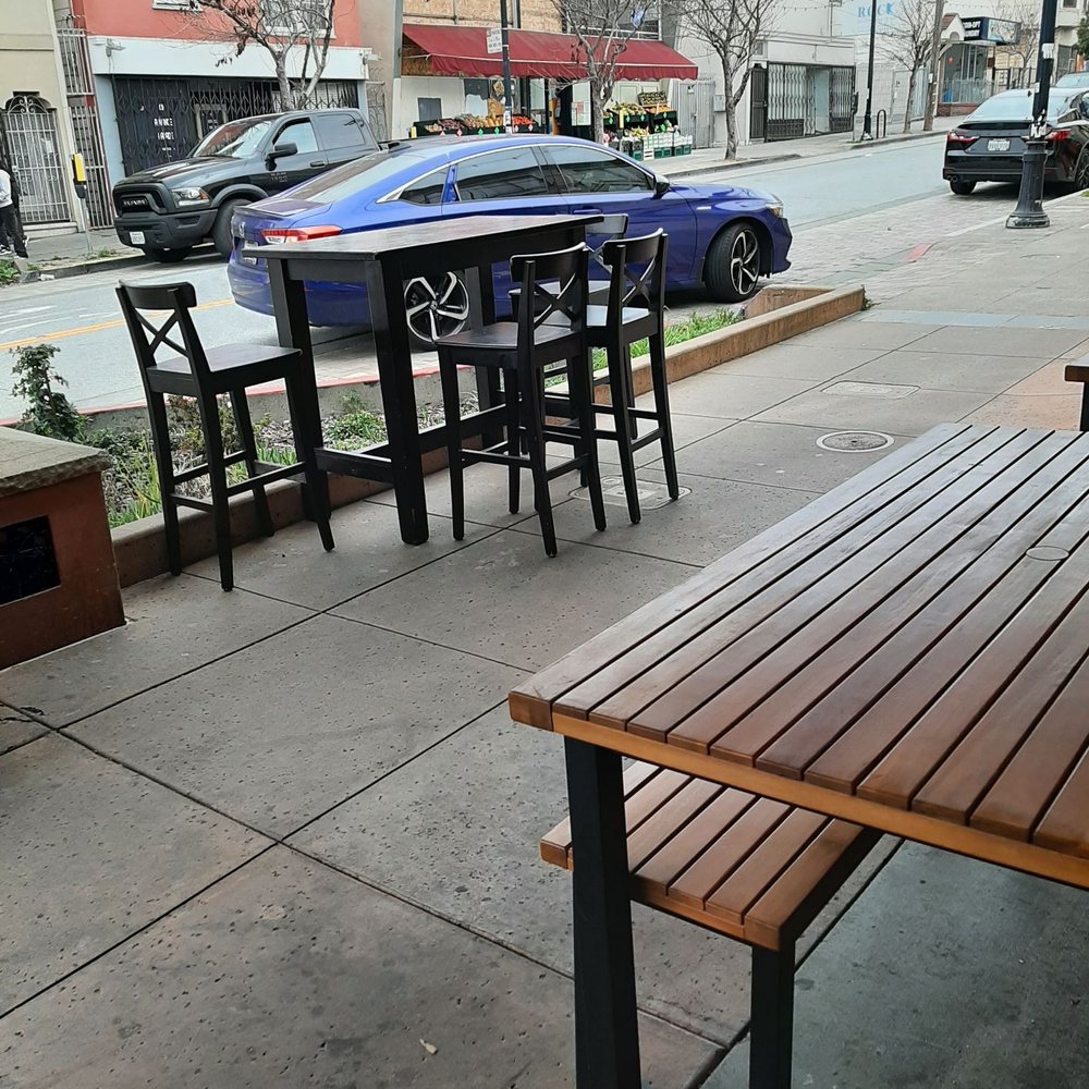 Outdoor seating available.