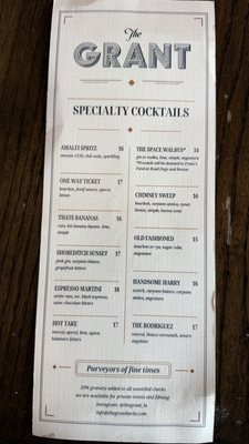 Menu photo 2 The Grant Los Angeles, CA