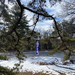 a sign in the snow