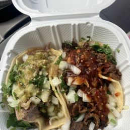 Carnitas and Asada tacos. Carnitas and Asada tacos.