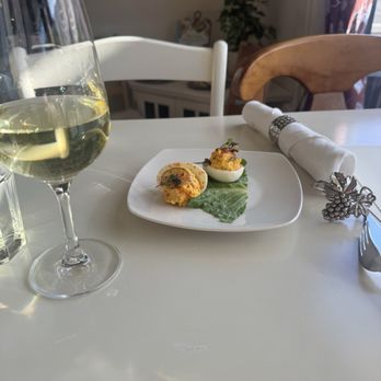 Vinophile Cafe - I ate one of the deviled eggs before taking a picture because they are so good - Wine Bars Near Me - Palm Springs, California