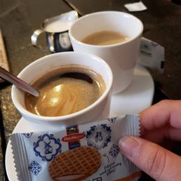 2 Americanos and a delicious stroop waffle as company! 2 Americanos and a delicious stroop waffle as company!