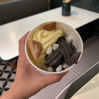 Milu - Egg tart soft serve + black sesame soft serve - Chinese Near Me - New York, New York