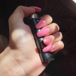 The sunlight makes them look better than they are I promise  they're so uneven you can kind of tell on the middle finger in the picture.