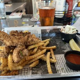 Chicken tenders and Motorworks brew  Ice cold AC  Perfect to take a break from the island sun.