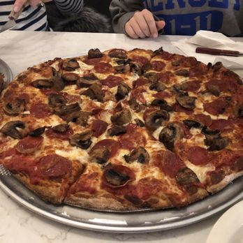 The Pomodoro E Mozzarella - New York style with pepperoni and mushrooms. - Italian Near Me - Saint Charles, Illinois The Pomodoro E Mozzarella - New York style with pepperoni and mushrooms. - Italian Near Me - Saint Charles, Illinois