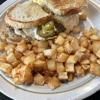 Thanks A Brunch - Gilbert - Pimento cheese sausage breakfast sandwich. - Burgers Near Me - Gilbert, Arizona