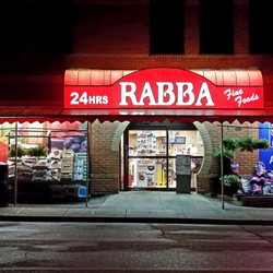 Rabba Fine Foods Stores - Storefront at night