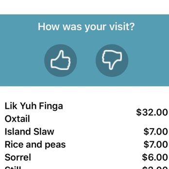 Dukunoo - The bill lol I'm surprised I was charged for tap water! Was it good? YES! Was it worth $32 NO! - Caribbean Near Me - Miami, Florida Dukunoo - The bill lol I'm surprised I was charged for tap water! Was it good? YES! Was it worth $32 NO! - Caribbean Near Me - Miami, Florida