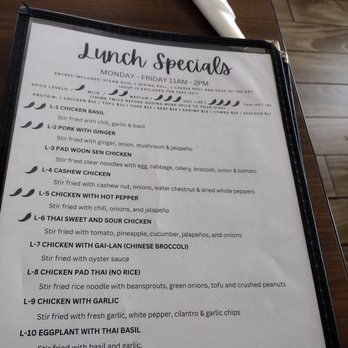 Thai Cafe - Lunch menu - Thai Near Me - San Antonio, Texas