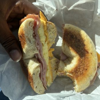 Sunrise Bagels Cafe - Eggwich with Ham & Cheese Bagel - Bagels Near Me - San Ramon, California Sunrise Bagels Cafe - Eggwich with Ham & Cheese Bagel - Bagels Near Me - San Ramon, California