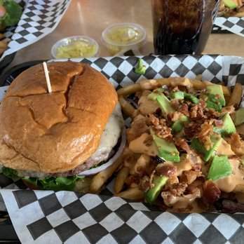 Grinderz - Cheeseburger w/ Pepperjack & Pigsty Fries - Burgers Near Me - Huntington Beach, California Grinderz - Cheeseburger w/ Pepperjack & Pigsty Fries - Burgers Near Me - Huntington Beach, California