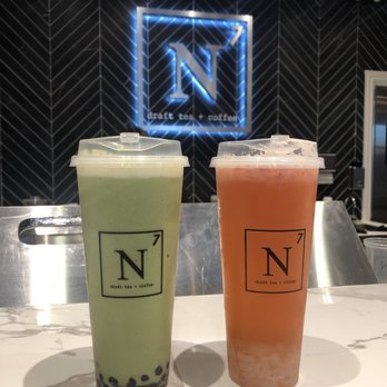 N7 Draft Tea and Coffee - Matcha frappe with boba and strawberry hussle with lychee jelly no ice - Coffee & Tea Near Me - San Jose, California
