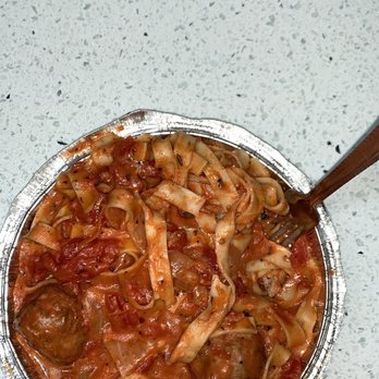 Bombolini Pasta - Fettuccine noodles w/ rose sauce & meatballs - Italian Near Me - Richmond, Virginia