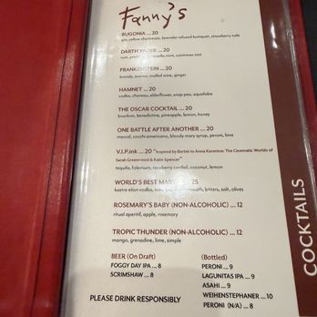 Fanny's - Photo 8: Cocktail menu - Cocktail Bars Near Me - Los Angeles, California Fanny's - Photo 8: Cocktail menu - Cocktail Bars Near Me - Los Angeles, California