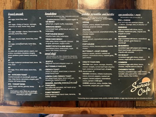 Menu photo 1 Bristol Sunset Cafe Bristol, RI Menu photo 1 Bristol Sunset Cafe Bristol, RI