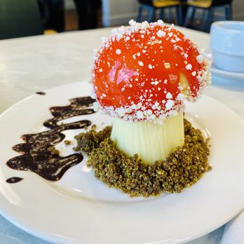 Dulce Cafe - a red mushroom on a white plate - Coffee & Tea Near Me - Durham, North Carolina